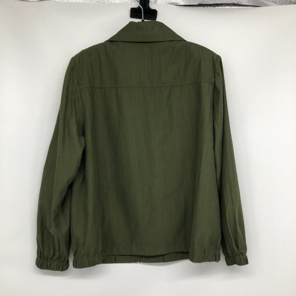 Alia Moss Green Full Zip Up Shirt or Lightweight Jacket size 10 - Picture 2 of 13
